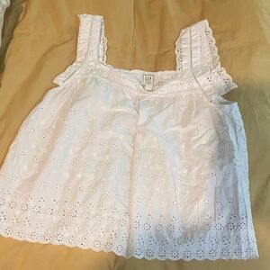 GAP Doen White Eyelet Sleeveless Blouse